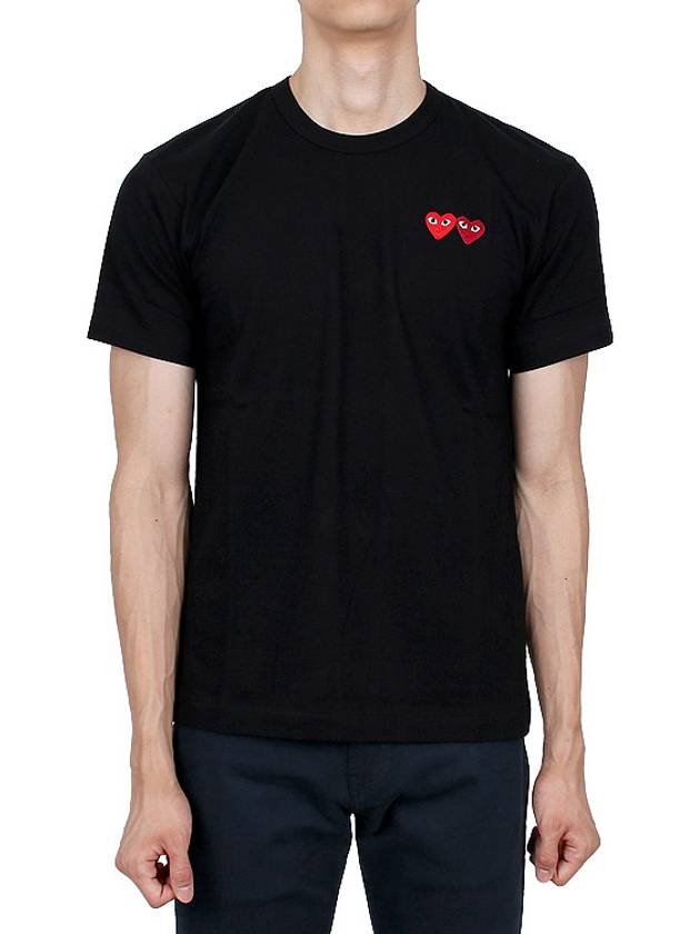 Double Heart Wappen Short Sleeve T-Shirt Black - COMME DES GARCONS - BALAAN 3