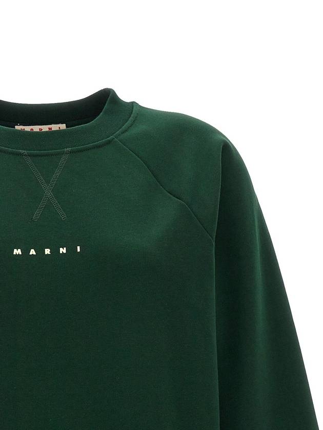 Logo Print Cotton Sweatshirt Dark Green - MARNI - BALAAN 4