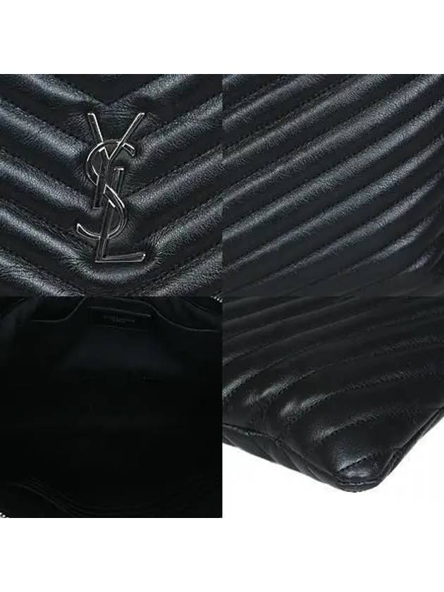 440222 YSL silver logo black lambskin matelass strap clutch bag - SAINT LAURENT - BALAAN 5