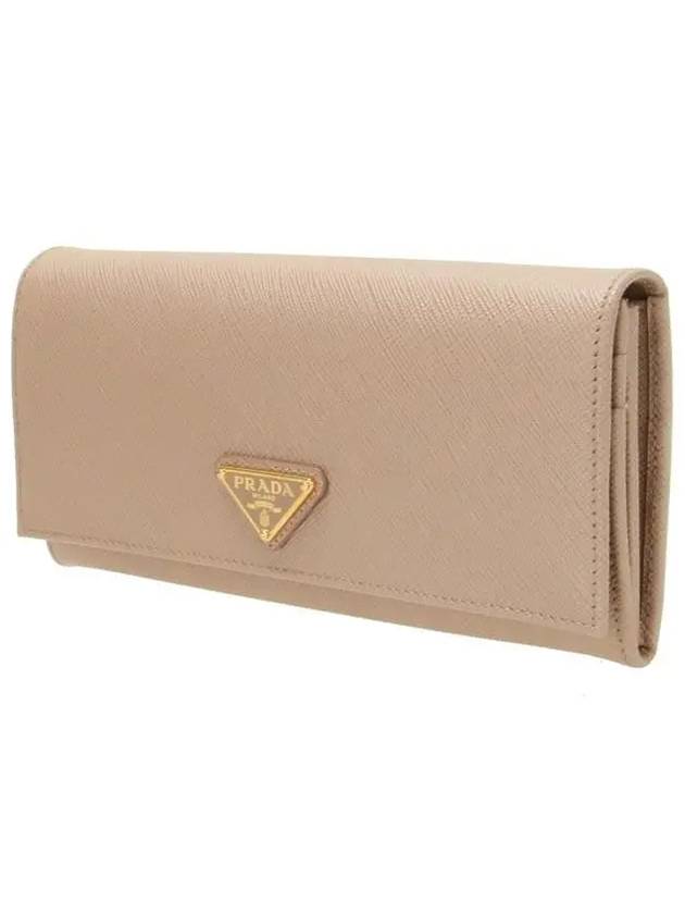 Saffiano triangle logo flap long wallet powder pink - PRADA - BALAAN 3