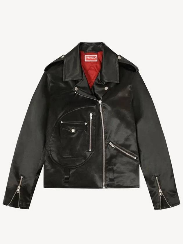 Tiger Logo Viscose Biker Jacket Black - KENZO - BALAAN 3