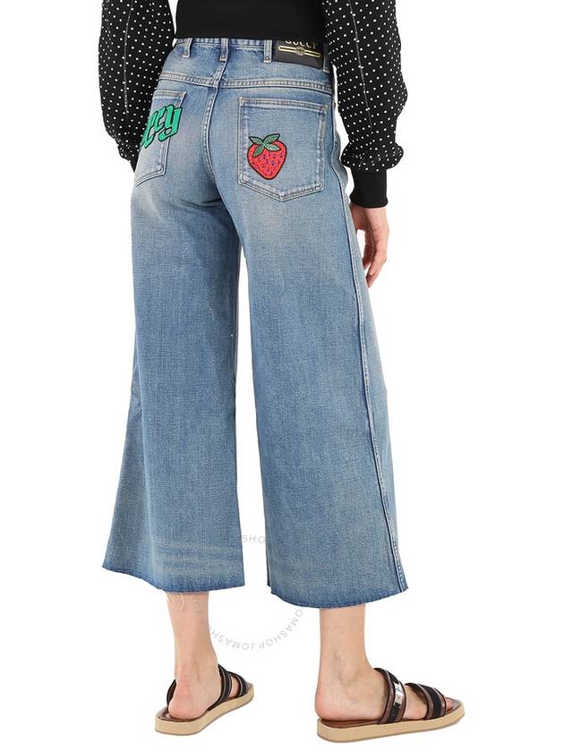 Gucci Ladies Blue Denim Pants With Patches, Waist Size 23" - GUCCI - BALAAN 3