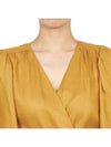 Women's V-neck Twisted Linen Midi Dress Yellow - VANESSA BRUNO - BALAAN 8