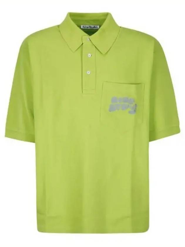 Embroidered Logo Polo Shirt Lime Green - ACNE STUDIOS - BALAAN 2