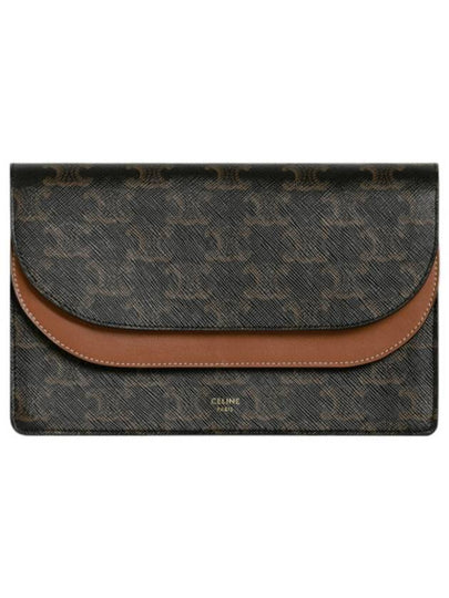 Wallet on Strap in Triomphe Canvas and Smooth Lambskin Tan - CELINE - BALAAN 2