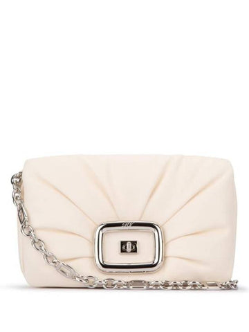 Viv' Choc Metal Buckle Leather Shoulder Bag Off White - ROGER VIVIER - BALAAN 1