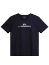 Alpha Logo Print Short Sleeve T-Shirt Navy - J.LINDEBERG - BALAAN 3