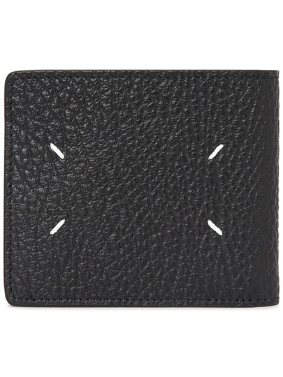 Stitched Leather Bifold Half Wallet Black - MAISON MARGIELA - BALAAN 2