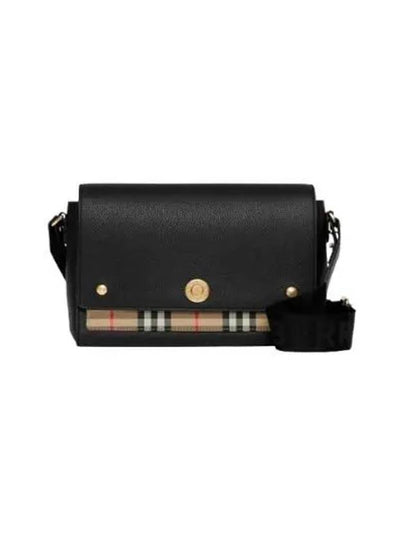 Leather and Vintage Check Note Crossbody Bag Black - BURBERRY - BALAAN 2