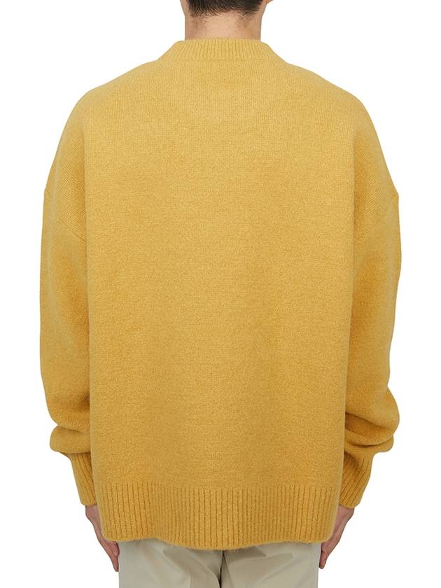 Intarsia Logo Crew Neck Knit Top Mustard - AMI - BALAAN 4