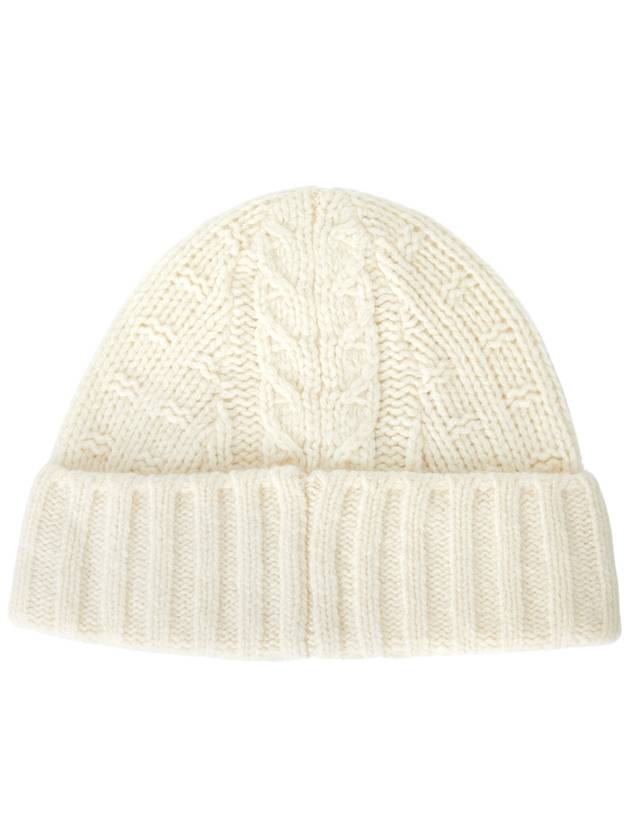 Logo Cable Knit Beanie Egret - GANNI - BALAAN 3