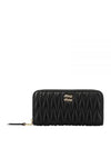 Matelasse Leather Logo Zipper Long Wallet Black - MIU MIU - BALAAN 2