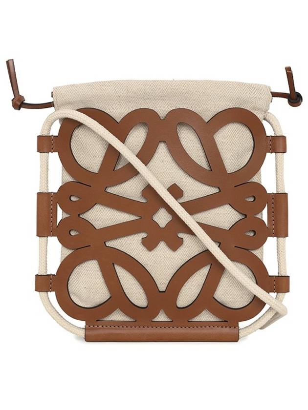 Anagram Cut-Out Classic Calfskin Canvas Cross Bag Ecru Tan - LOEWE - BALAAN 2