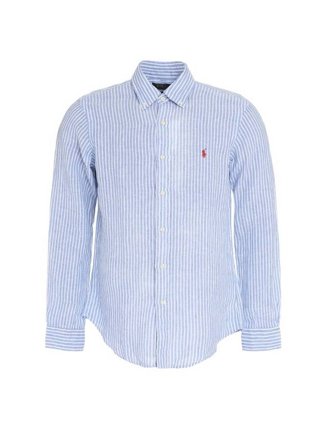 Striped Linen Long Sleeve Shirt Blue - POLO RALPH LAUREN - BALAAN 1