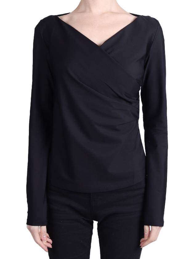 Gardena V-neck Jersey Long Sleeve T-Shirt Black - MAX MARA - BALAAN.