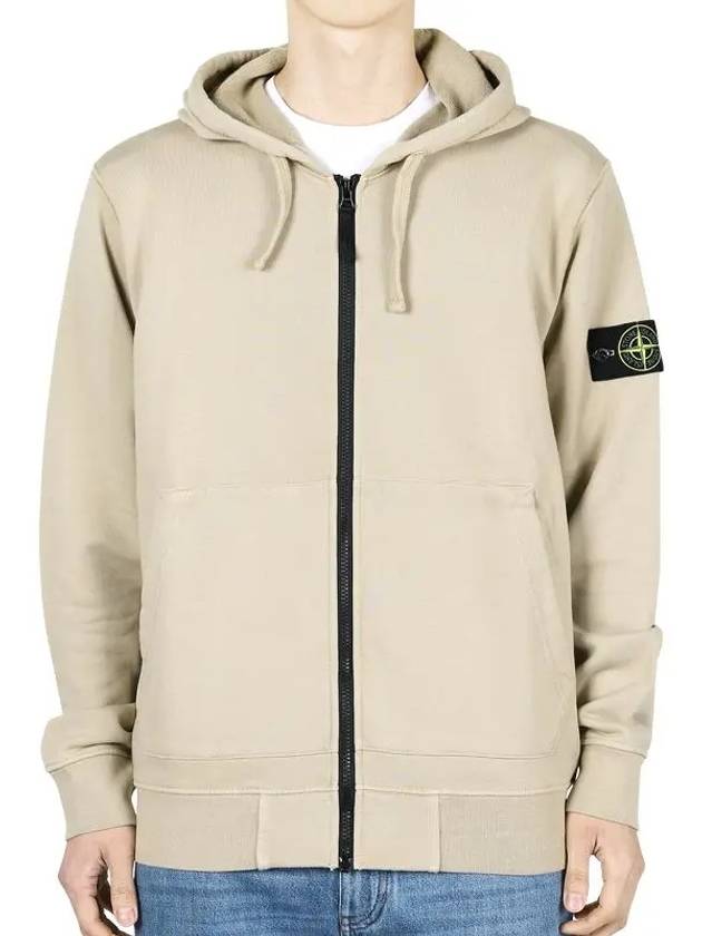 Organic Cotton Fleece Zip-Up Hoodie Desert - STONE ISLAND - BALAAN 2