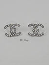 CC Logo Pearl Crystal Earrings Silver - CHANEL - BALAAN 8