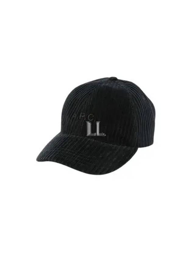 Charlie Embroidered Logo Corduroy Ball Cap Black - A.P.C. - BALAAN 2