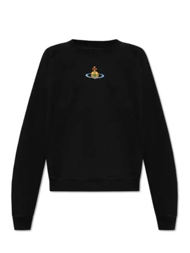 Embroidered Logo Cotton Sweatshirt Black - VIVIENNE WESTWOOD - BALAAN 2