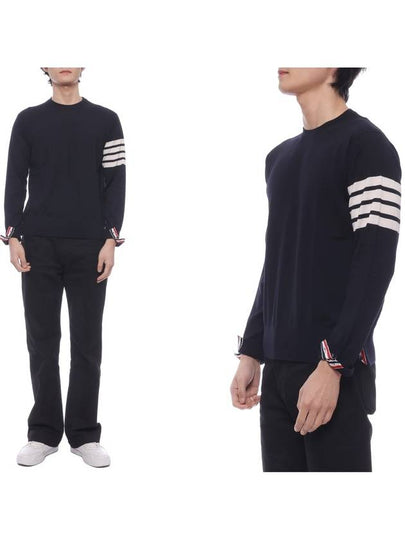 4 Bar Armband Classic Merino Wool Knit Top Navy - THOM BROWNE - BALAAN 2