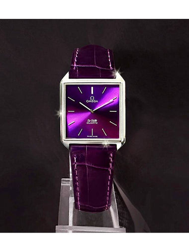 Deville Purple Dial Natural Crocodile Band Unisex Quartz Watch - OMEGA - BALAAN 1