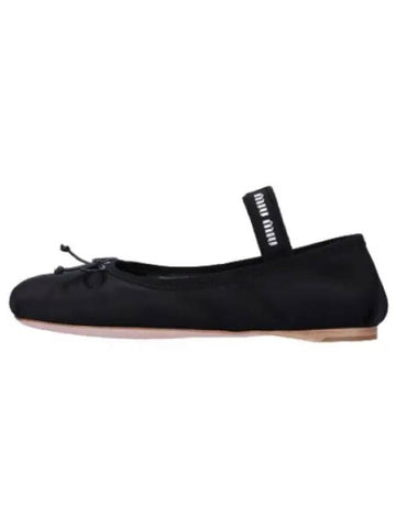 Satin Ballerina Flats Black Shoes - MIU MIU - BALAAN 1