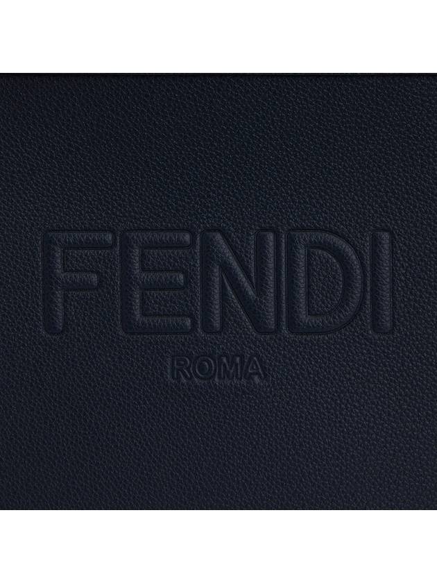 Mini Logo Leather Tote Bag Navy - FENDI - BALAAN 9