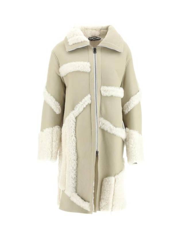 Zipped Shearling Single Coat Cream White - TOM FORD - BALAAN 1