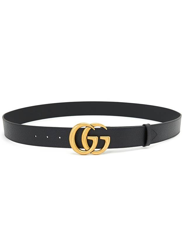 GG Marmont Double G Buckle Wide Leather Belt Black - GUCCI - BALAAN 3