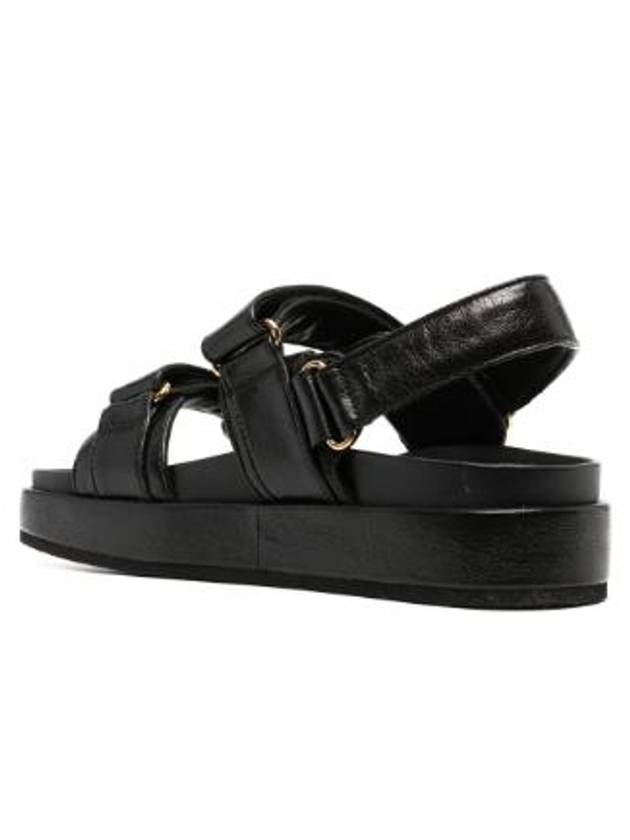 Kira Sports Logo Leather Sandals Black - TORY BURCH - BALAAN 4