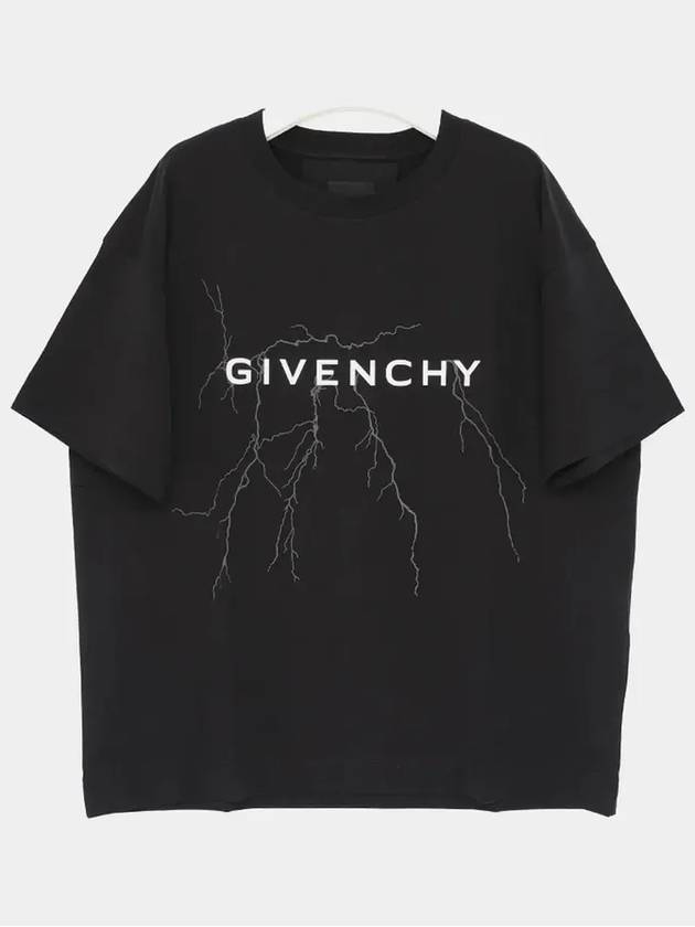 Reflective Motif Cotton Short Sleeve T-Shirt Black - GIVENCHY - BALAAN 4