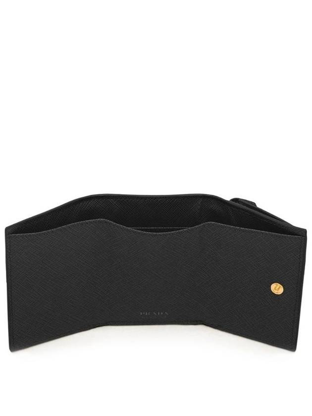 Saffiano Triangle Logo Flap Half Wallet Black - PRADA - BALAAN 3