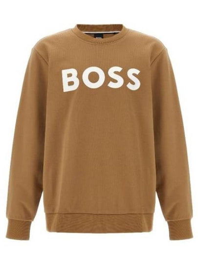 Logo Print Crew Neck Sweatshirt Camel - HUGO BOSS - BALAAN 2