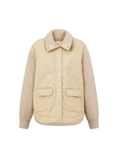 Women s Knit Sleeve Diamond Quilted Jacket Beige 270606 - EMPORIO ARMANI - BALAAN 1