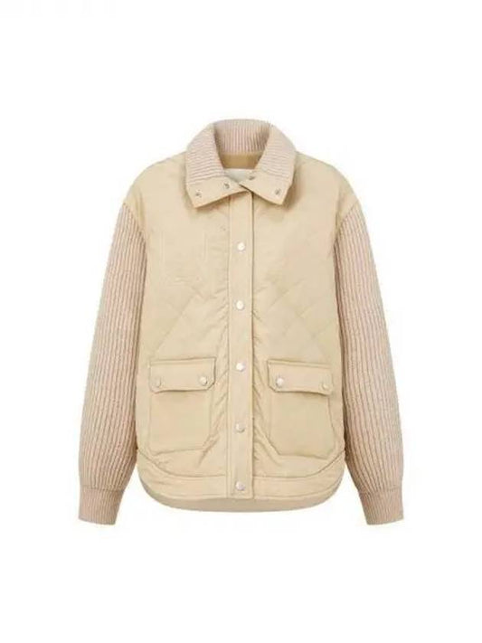 Women s Knit Sleeve Diamond Quilted Jacket Beige 270606 - EMPORIO ARMANI - BALAAN 1