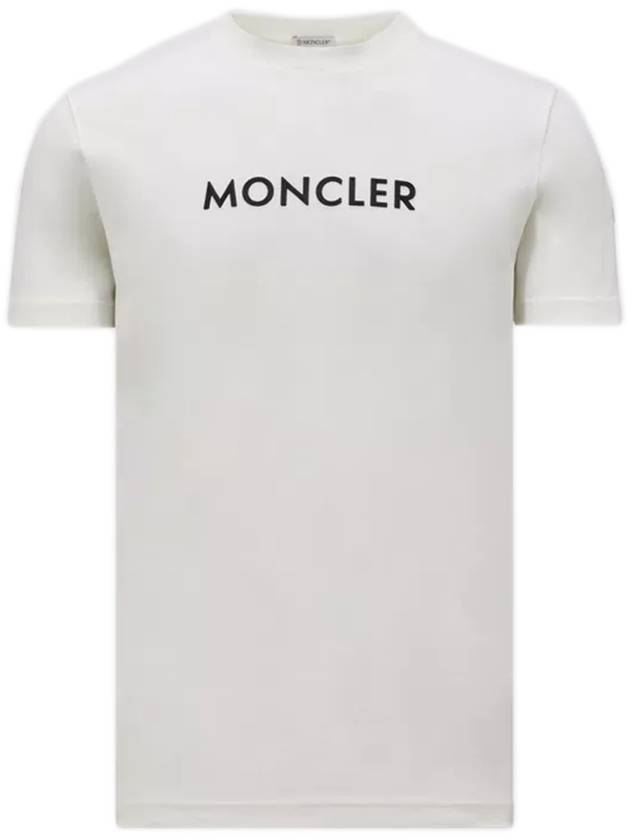 Rubberized Logo Short Sleeve T Shirt Egg Shell - MONCLER - BALAAN 1