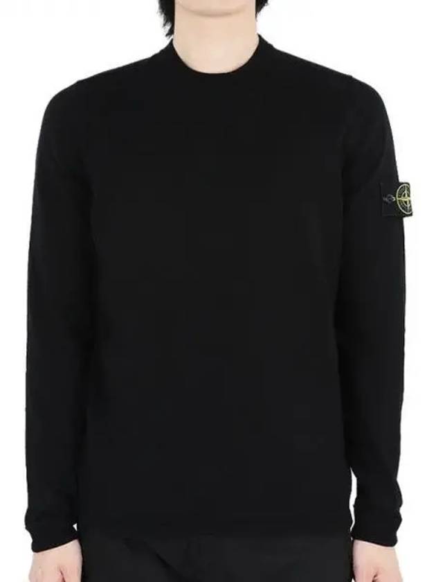 Raw Hand Cotton Crewneck Knit Top Black - STONE ISLAND - BALAAN 2