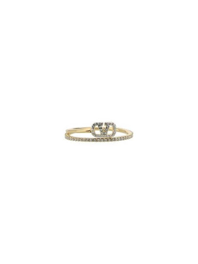 V Logo Metal Swarovski Crystal Ring Gold - VALENTINO - BALAAN 2