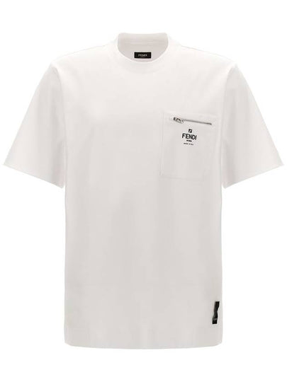 O'Lock Patch Pocket Cotton Short Sleeve T-Shirt White - FENDI - BALAAN 2