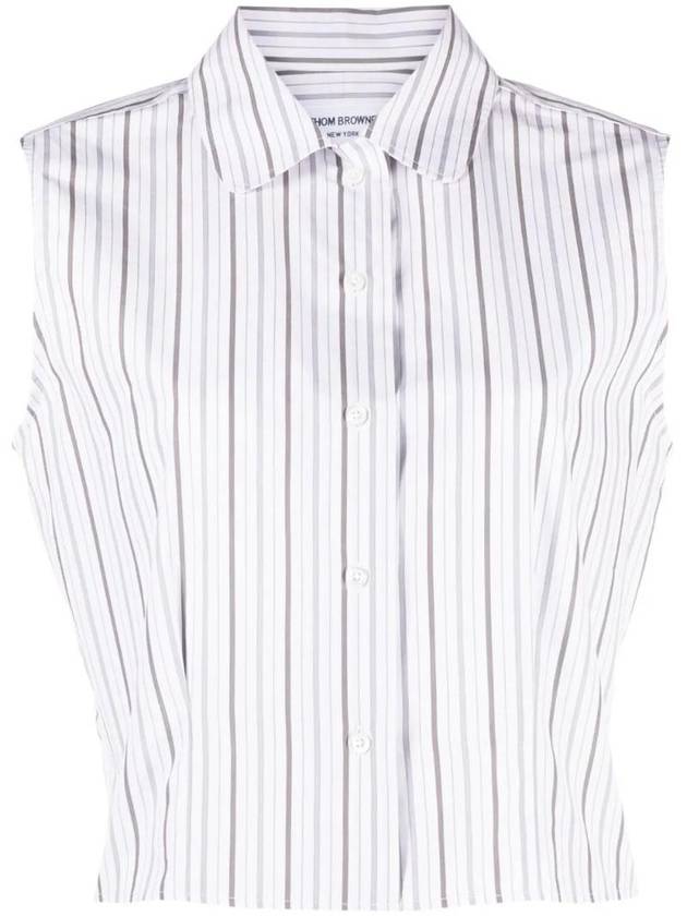 striped sleeveless poplin shirt FLL173AF0620 - THOM BROWNE - BALAAN 1