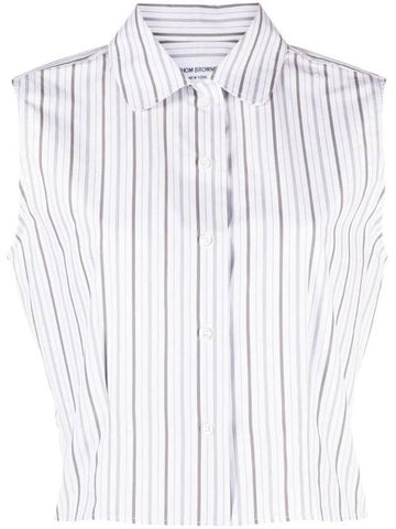 striped sleeveless poplin shirt FLL173AF0620 - THOM BROWNE - BALAAN 1