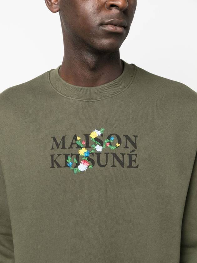 Flower Logo Print Comfort Sweatshirt Military Green - MAISON KITSUNE - BALAAN 5