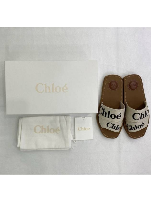 Woody Logo Flat Mule Slippers White - CHLOE - BALAAN 6