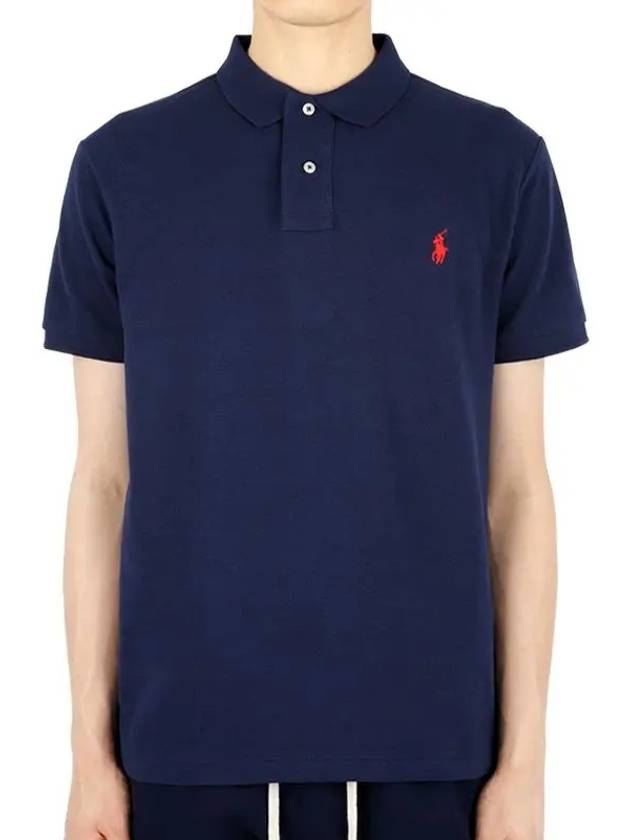 Men's Pony Slim Fit Short Sleeve Polo Shirt Navy - POLO RALPH LAUREN - BALAAN 3