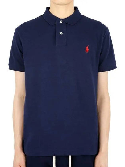 Men's Pony Slim Fit Short Sleeve Polo Shirt Navy - POLO RALPH LAUREN - BALAAN 2