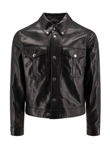 24FW Leather Jacket 10157291A00713 1B000 Black - VERSACE - BALAAN 1