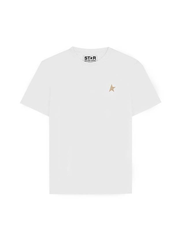 Star Collection Gold Glitter Short Sleeve T-Shirt White - GOLDEN GOOSE - BALAAN 1