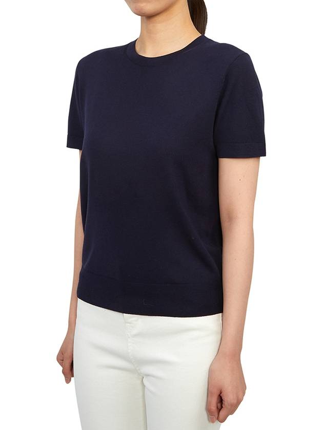 Women's Regal Wool Slim Crew Neck Short Sleeve T-Shirt Blue - THEORY - BALAAN 3