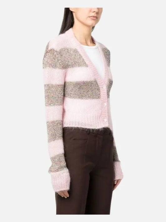 Stripe Mohair Cardigan Pink Grey - MARNI - BALAAN 2