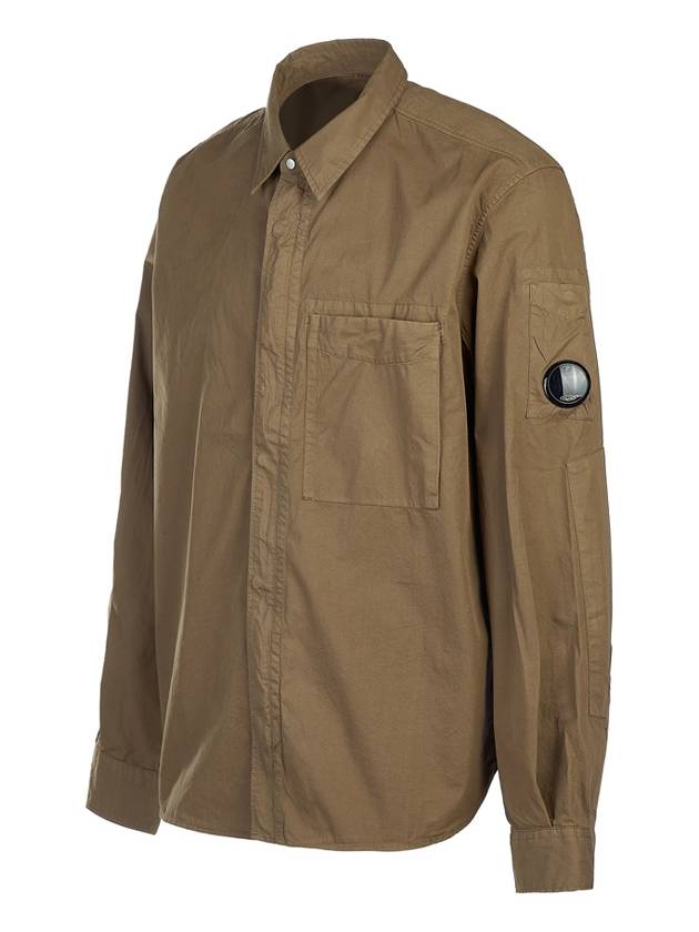 Gabardine Utility Long Sleeve Shirt Brown - CP COMPANY - BALAAN 3